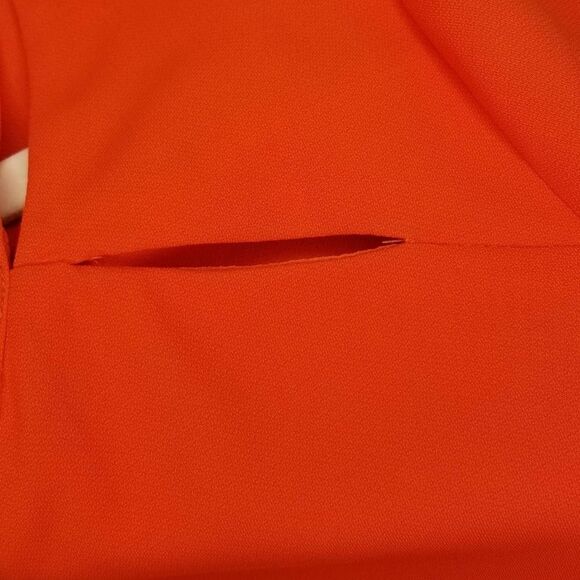 Skies Are Blue Neon Orange Cutout V-Neck Long Sleeve Blouse - Picture 6 of 6